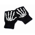 Glow-in-the-Dark Skeleton Knit Gloves – Halloween Acrylic Pair