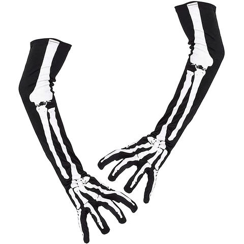 Glow-in-the-Dark Skeleton Knit Gloves – Halloween Acrylic Pair