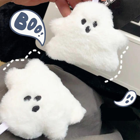 Soft Ghost Bag Charm – Reflective Plush Keychain Pendant