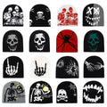 Skull Print Knit Beanie – Unisex Black Punk Winter Hat