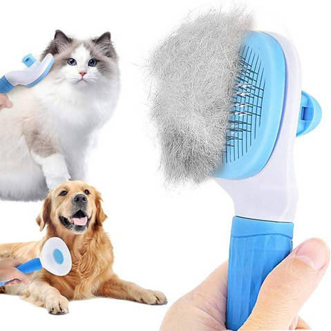 Self-Cleaning Slicker Brush – One-Click Retract Pet Grooming Brush