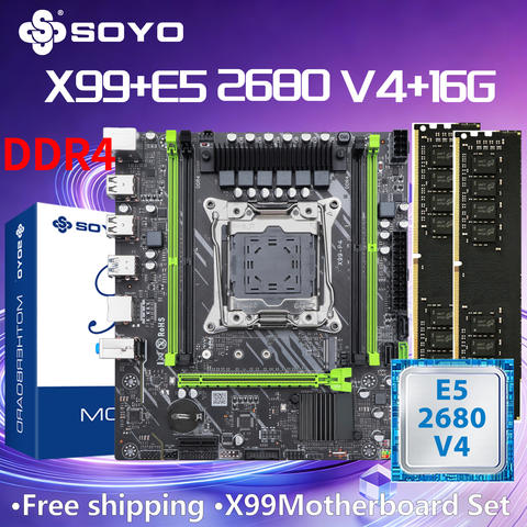 SOYO X99 Dual-CPU Board Set (2x Xeon E5-2680 v4 + 16GB DDR4)
