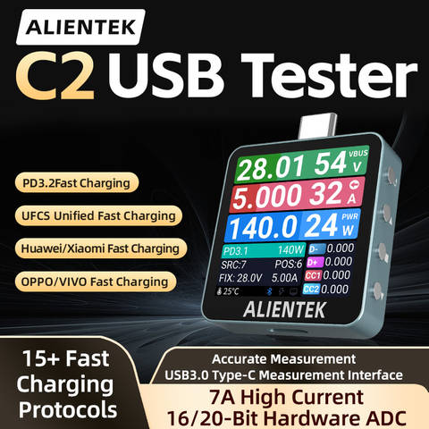 ALIENTEK USB Tester C2 (PD3.2 / QC / PPS Fast-Charge Protocol Tester)