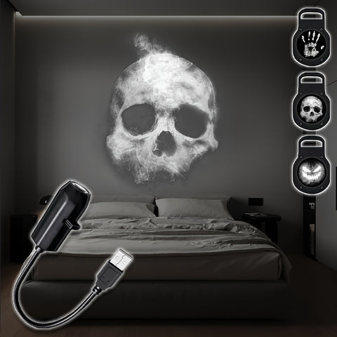 Halloween Skull-Ghost USB Projector Night Light (pattern-switchable)