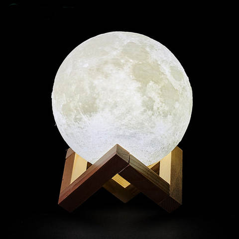 3D Moon Lamp 16-Color (touch + remote, USB rechargeable)