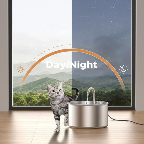 Pet Water Fountain 2.2L (stainless-top, quiet pump, USB)