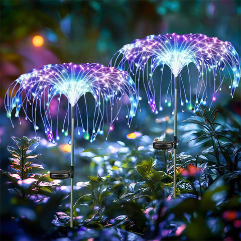 Solar Firework Fairy Lights (copper-wire starburst, 8 modes, garden stake)
