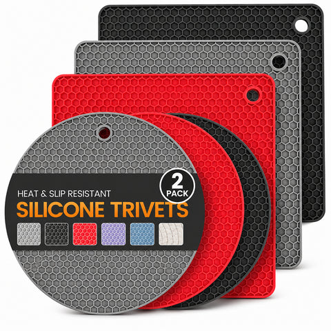 Silicone Trivet / Hot-Pad Mats 2-Pack (heat-resistant, non-slip)