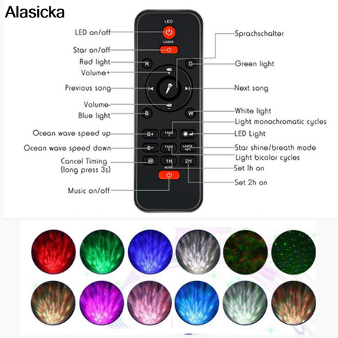 Galaxy Star + Ocean Wave Ceiling Projector with Remote, Bedroom Night Lamp
