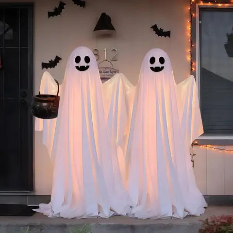 Life-Size Glow-in-the-Dark Standing Ghost, 165cm Halloween Porch Greeter