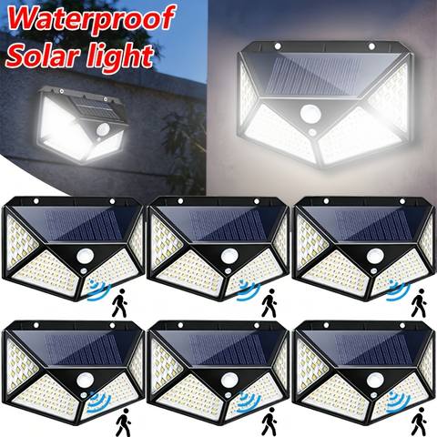 Solar Motion Sensor Flood Lights 4-Pack – 100 LED Outdoor Waterproof