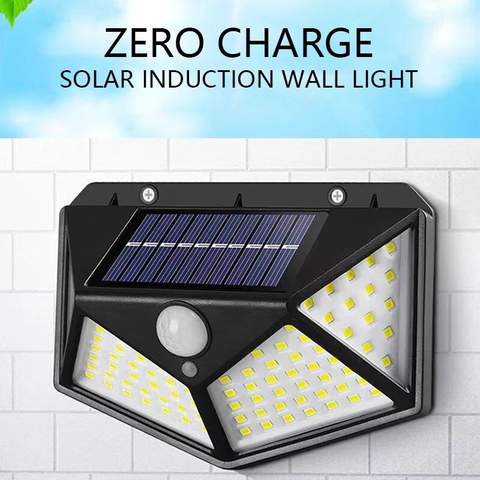 Solar Motion Sensor Flood Lights 4-Pack – 100 LED Outdoor Waterproof