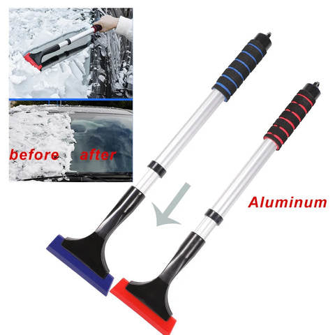 2-in-1 Extendable Snow Brush with 360 Pivoting Head & Ice Scraper for Car