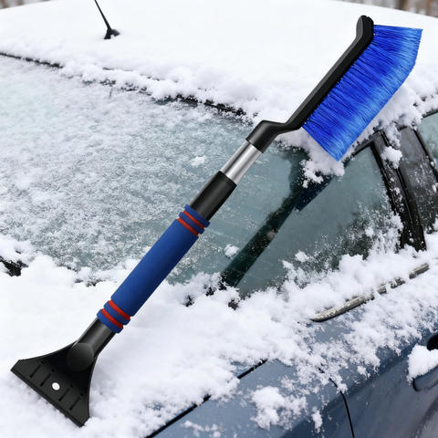 2-in-1 Extendable Snow Brush with 360 Pivoting Head & Ice Scraper for Car