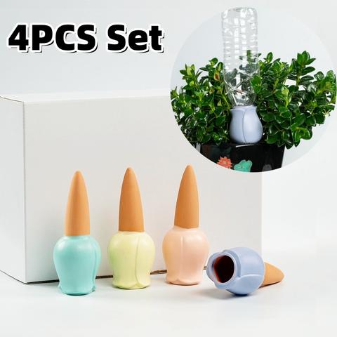 Terracotta Self-Watering Plant Spikes 4-Pack, Wine-Bottle Vacation Waterer