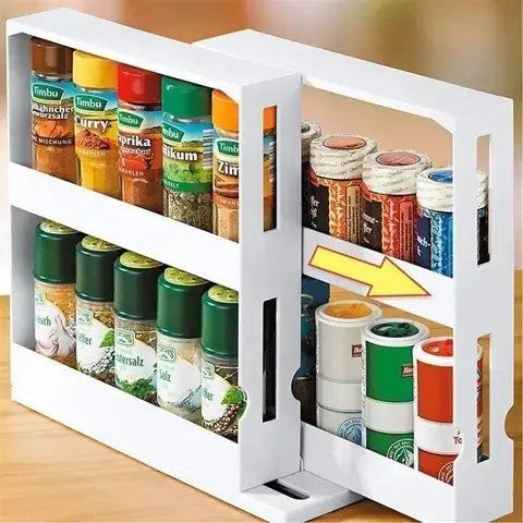 Two-Tier Rotating Lazy Susan Spice Rack, 360 Kitchen Cabinet Organizer