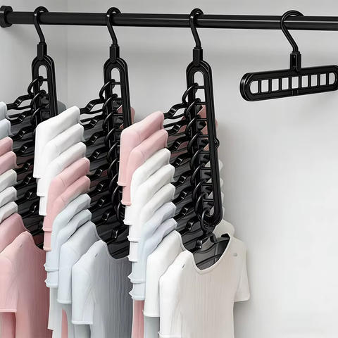 3-Pack 9-Hole Foldable Space-Saver Clothes Hangers, Heavy-Duty Closet Organizer