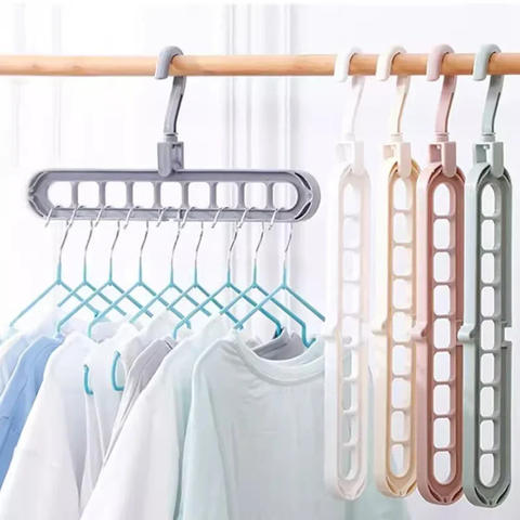 3-Pack 9-Hole Foldable Space-Saver Clothes Hangers, Heavy-Duty Closet Organizer