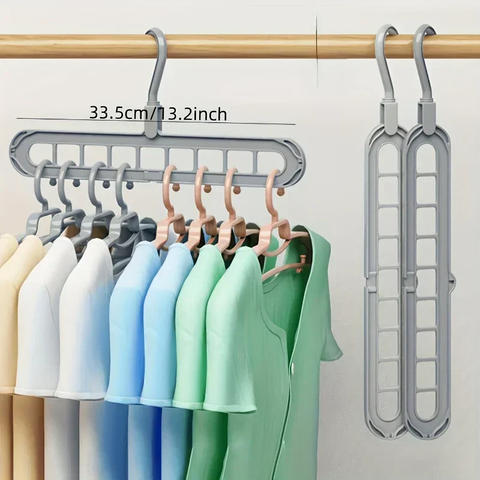 3-Pack 9-Hole Foldable Space-Saver Clothes Hangers, Heavy-Duty Closet Organizer