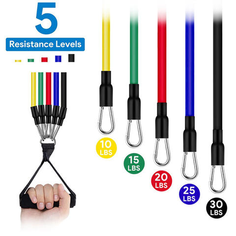 11-in-1 Resistance Band Set with Handles, Ankle Strap, Door Anchor