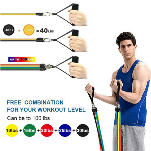 11-in-1 Resistance Band Set with Handles, Ankle Strap, Door Anchor