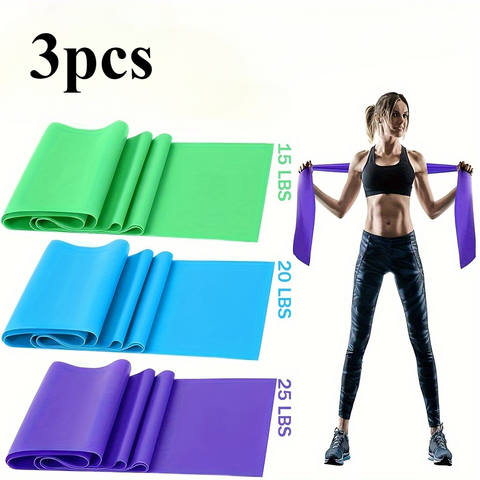 TPE Yoga Resistance Bands 3-Set, 4 Resistance Levels