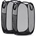 Mesh Pop-Up Laundry Hamper, Collapsible with Side Pocket