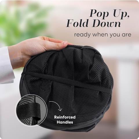 Mesh Pop-Up Laundry Hamper, Collapsible with Side Pocket