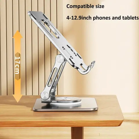 Aluminum Adjustable Tablet Stand, Foldable Desktop Holder for iPad, Galaxy Tab & Phones