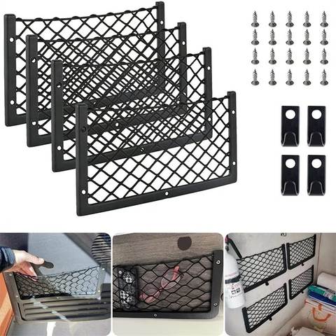 Car Seat-Back Mesh Storage Net, Elastic Cargo Organizer for Purse Phone & Snacks