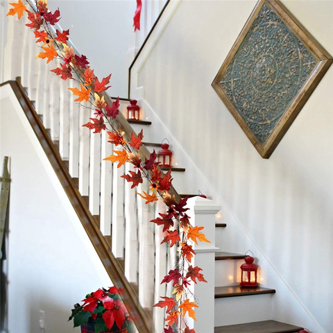 Fall Maple Leaf Garland Vines 2.4m, 3-Pack