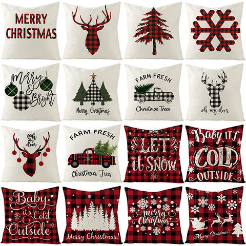 Christmas Gnome & Red Truck Pillow Covers 18x18, Set of 4
