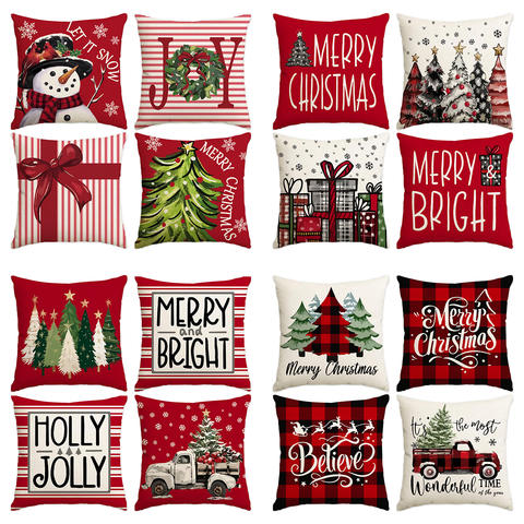 Christmas Pillow Covers Set of 4 - Buffalo Plaid Winter 18x18