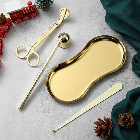 4-in-1 Candle Care Kit - Wick Trimmer, Snuffer, Dipper + Tray