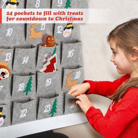 Felt Santa Advent Calendar Wall Hanging - 24 Day Countdown