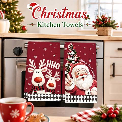 Christmas Kitchen Dish Towels Set of 2 - Buffalo Plaid