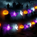 Pumpkin Ghost Bat LED String Lights, Battery-Operated Halloween Lighting