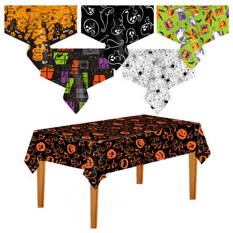 Halloween Disposable Tablecloth, Pumpkin Spider Web Bat Print
