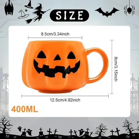 Cute Pumpkin Ceramic Mug, 400ml Halloween Coffee Cup