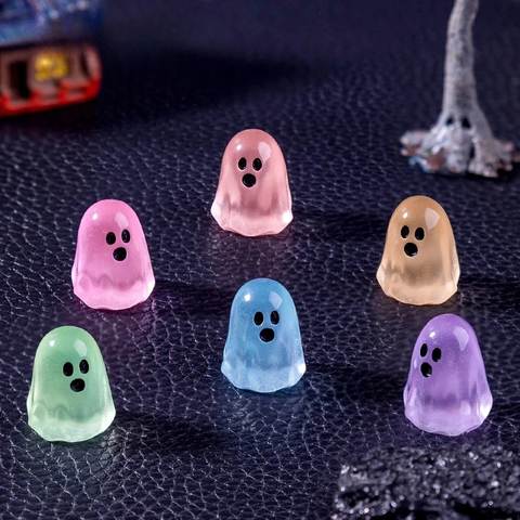Mini Glow-in-the-Dark Ghost Figurines, 10-Piece Set
