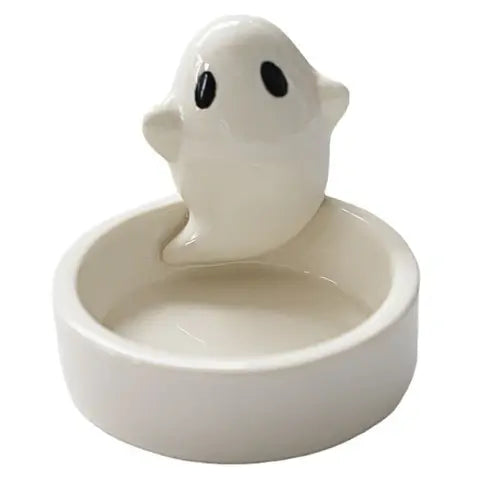 Cute Ghost Tealight Candle Holder, Ceramic Halloween Tabletop