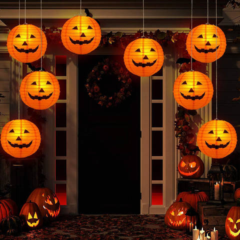 Halloween Pumpkin Paper Lanterns, 6-Pack Hanging Party Decor