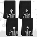 Rock and Roll Skeleton Halloween Kitchen Towels, Set of 2