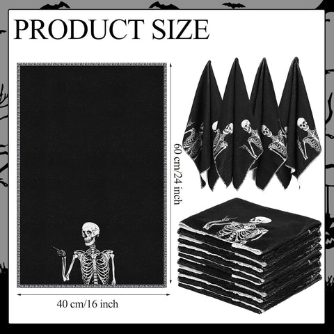 Rock and Roll Skeleton Halloween Kitchen Towels, Set of 2