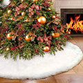 White Faux Fur Christmas Tree Skirt, Plush Round 31-Inch