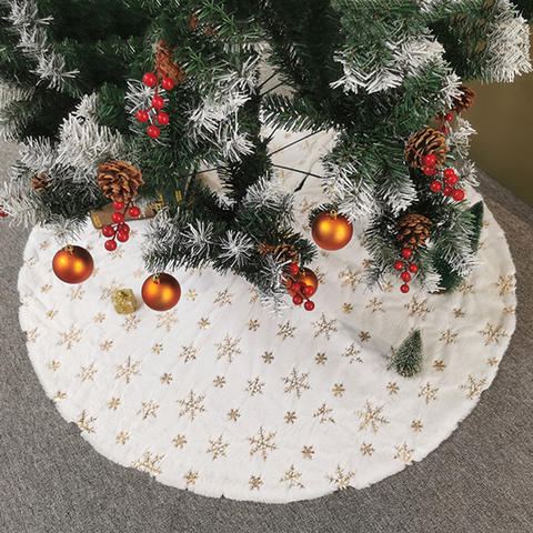 White Faux Fur Christmas Tree Skirt, Plush Round 31-Inch