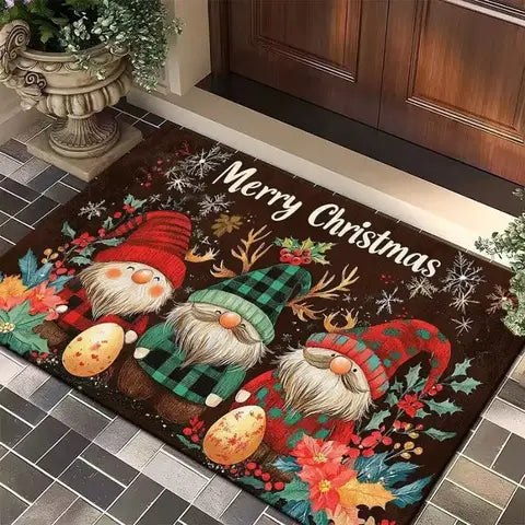 Merry Christmas Doormat, Soft Flannel Non-Slip Entryway Rug