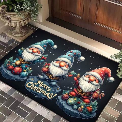Merry Christmas Doormat, Soft Flannel Non-Slip Entryway Rug