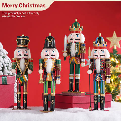 12-Inch Wooden Nutcracker Soldier, Hand-Painted Christmas Figure
