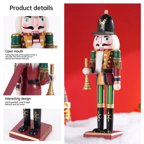 12-Inch Wooden Nutcracker Soldier, Hand-Painted Christmas Figure